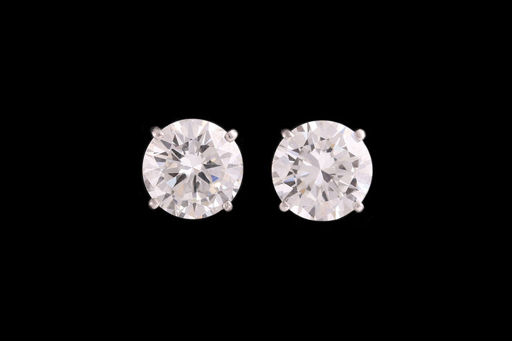 18ct White Gold and Yellow Gold Diamond Solitaire Stud Earrings