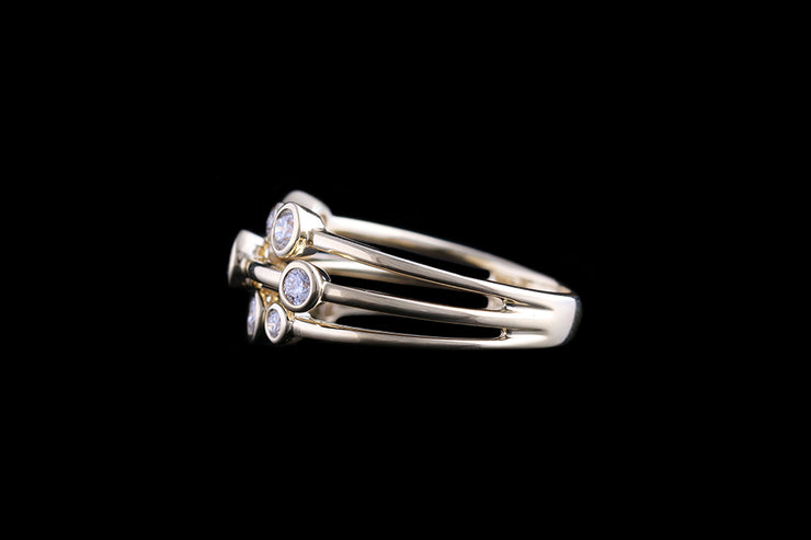 18ct Yellow Gold Diamond Triple Row Dress Ring