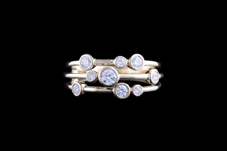 18ct Yellow Gold Diamond Triple Row Dress Ring