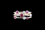 18ct Yellow Gold Diamond and Ruby Triple Row Dress Ring