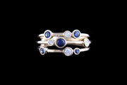 18ct Yellow Gold Diamond and Sapphire Triple Row Dress Ring