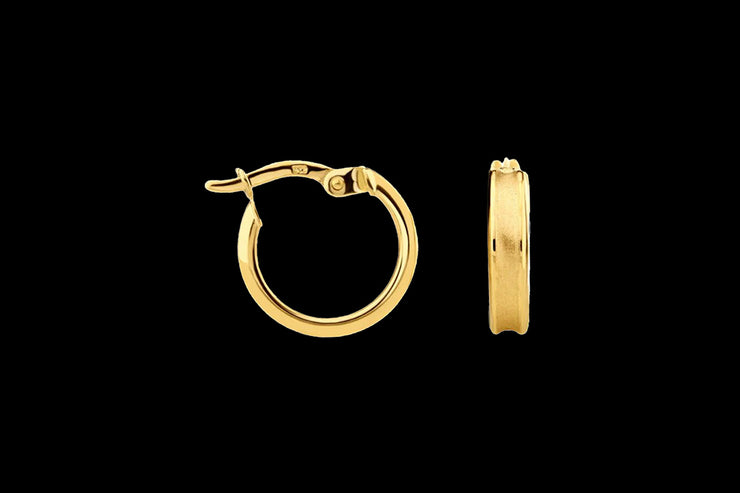 9ct Yellow Gold Satin Concave Hoop Earrings