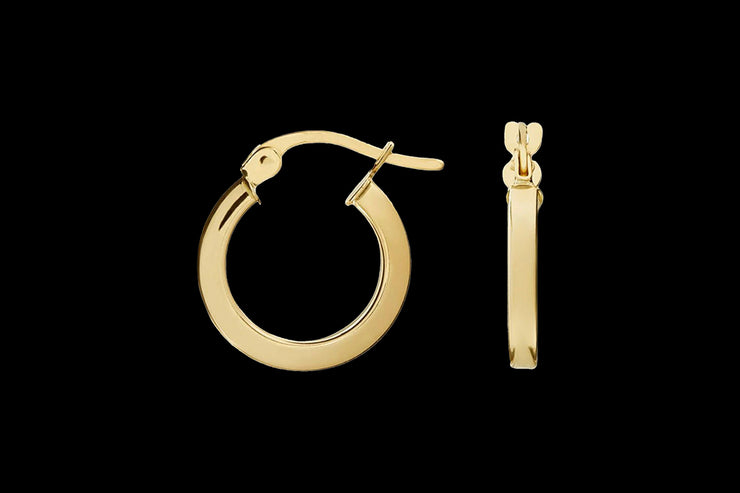 9ct Yellow Gold Flat Style Hoop Earrings