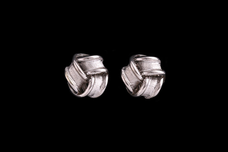 9ct White Gold Satin Knot Stud Earrings