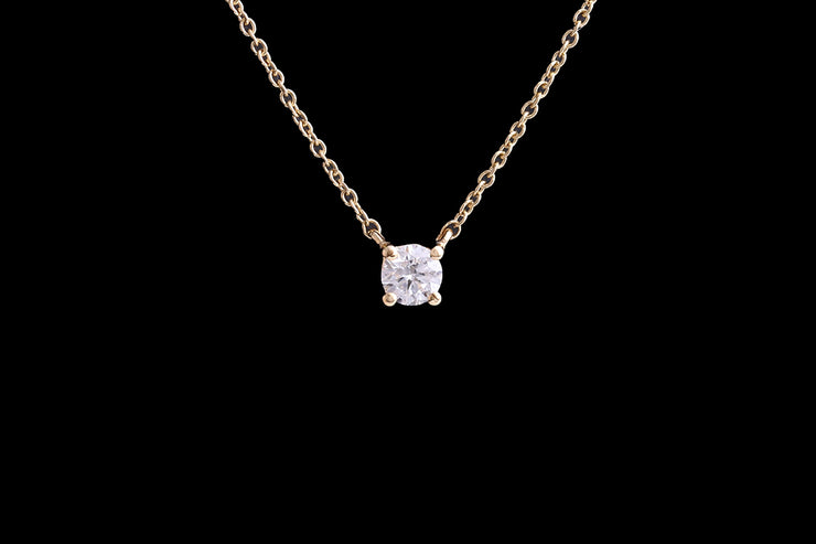 18ct Yellow Gold Diamond Solitaire Pendant