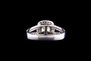 Platinum Diamond Cluster Ring with Diamond Shoulders