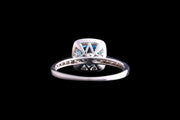 18ct White Gold Diamond and Blue Topaz Cluster Ring with Diamond Shoulders