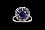 Platinum Diamond and Sapphire Dress Ring