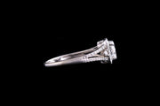 14ct White Gold Diamond Cluster Ring with Diamond Shoulders