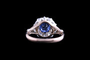 14ct Yellow Gold and White Gold Diamond and Sapphire Cluster Ring