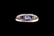 Edwardian 18ct Yellow Gold Diamond and Sapphire Graduated Five Stone Ring