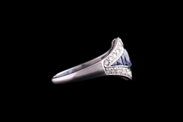 18ct White Gold Diamond and Sapphire Dress Ring