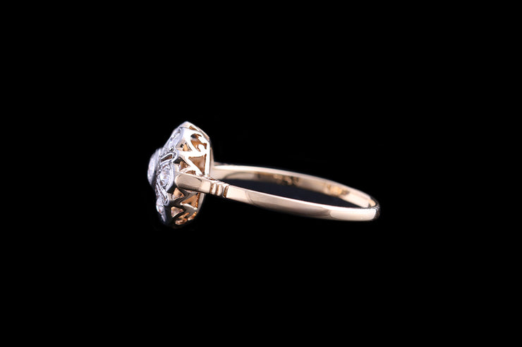 Edwardian 18ct Yellow Gold and White Gold Diamond Cluster Ring