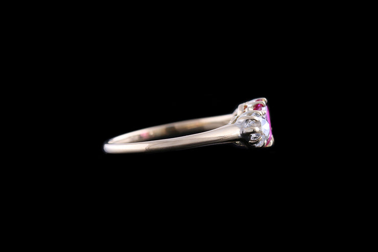 Victorian 18ct Yellow Gold Diamond and Ruby Three Stone Ring