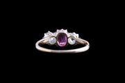 Victorian 18ct Yellow Gold Diamond and Ruby Three Stone Ring