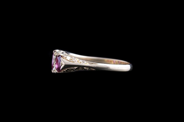 Victorian 18ct Yellow Gold Diamond and Ruby Seven Stone Ring