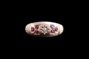 Victorian 18ct Yellow Gold Diamond and Ruby Seven Stone Ring