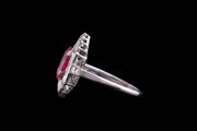 Art Deco Platinum Diamond and Burmese Ruby Dress Ring