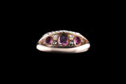 Victorian 18ct Yellow Gold Diamond and Ruby Seven Stone Ring