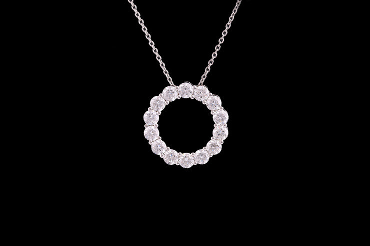 18ct White Gold Diamond Halo Pendant