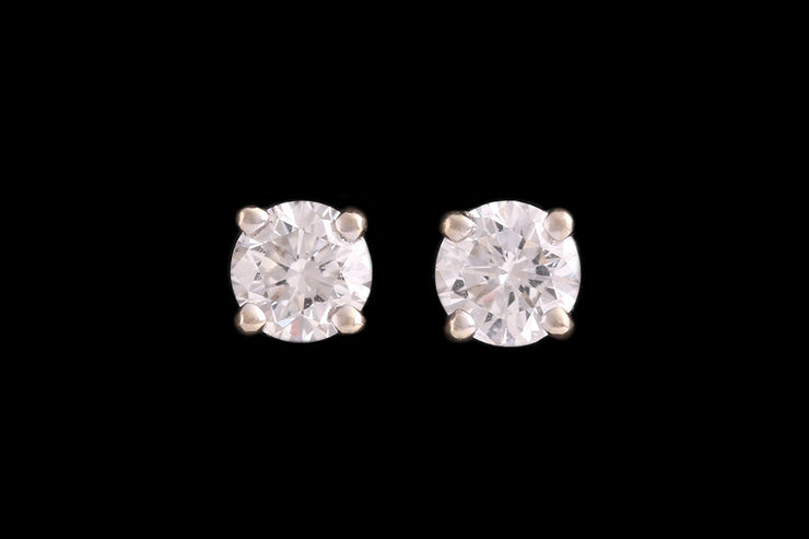 18ct White Gold Diamond Solitaire Stud Earrings