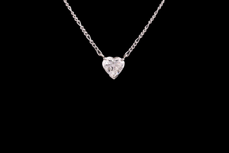 18ct White Gold Diamond Heart Solitaire Pendant