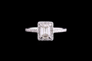 18ct White Gold Diamond Cluster Ring with Diamond Shoulders