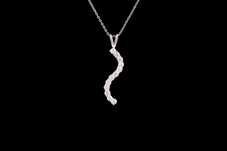 18ct White Gold Diamond Wave Pendant