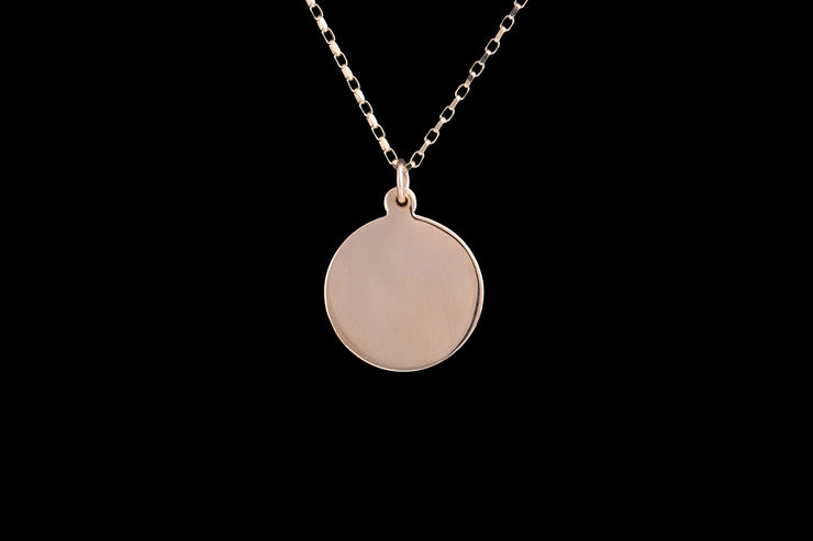 9ct Yellow Gold Round Disc Pendant