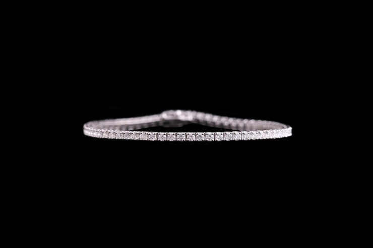 18ct White Gold Diamond Line Bracelet