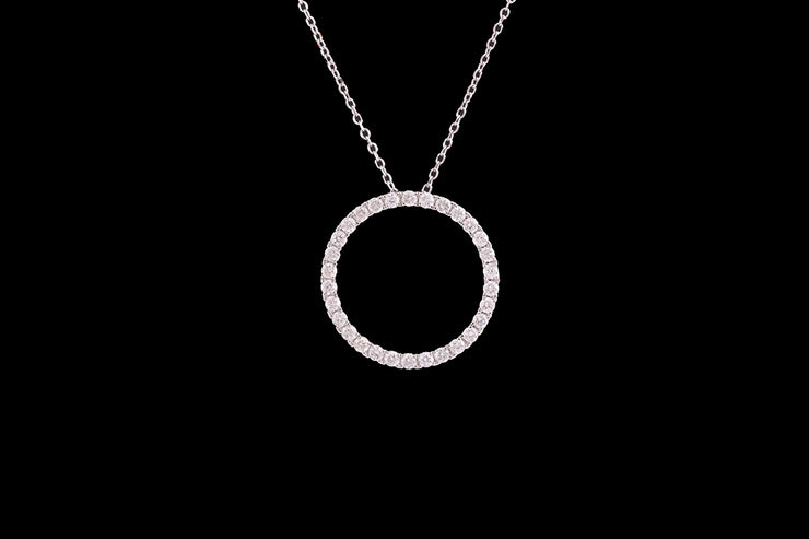 18ct White Gold Diamond Halo Pendant