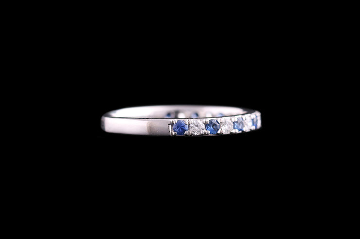 Platinum Diamond and Sapphire Half Eternity Ring