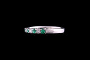 Platinum Diamond and Emerald Half Eternity Ring