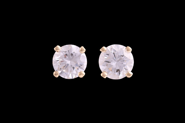 18ct Yellow Gold Diamond Solitaire Stud Earrings