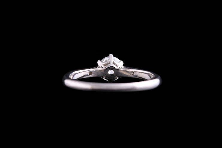 Platinum Diamond Single Stone Ring with Diamond Shoulders