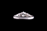 Platinum Diamond Single Stone Ring with Diamond Shoulders