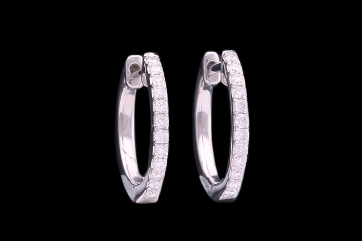 18ct White Gold Diamond Hoop Earrings