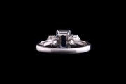 18ct White Gold Diamond and Sapphire Three Stone Ring