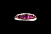 Victorian 18ct Yellow Gold Graduated Diamond and Burmese Ruby Five Stone Ring