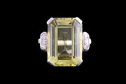 14ct White Gold Diamond and Yellow Beryl Dress Ring