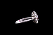 18ct White Gold Diamond and Burmese Ruby Oval Cluster Ring