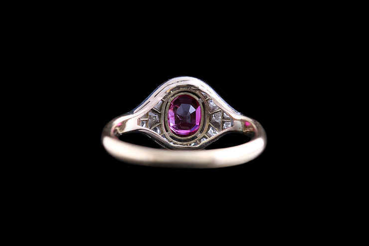 Edwardian Platinum and 18ct Yellow Gold Diamond and Burmese Ruby Dress Ring