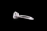 Art Deco Platinum Diamond Single Stone Ring with Diamond Shoulders