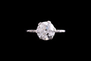 Art Deco Platinum Diamond Single Stone Ring with Diamond Shoulders