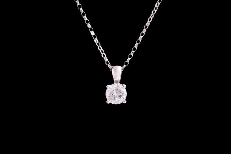 18ct White Gold Diamond Solitaire Pendant