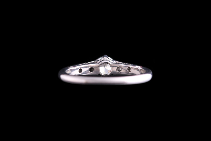 18ct White Gold Diamond Single Stone Ring with Diamond Shoulders