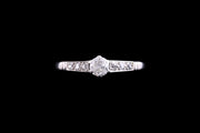 18ct White Gold Diamond Single Stone Ring with Diamond Shoulders