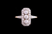 Art Deco 18ct Yellow Gold and Platinum Diamond Dress Ring