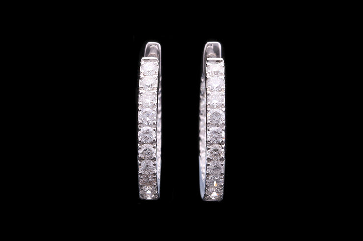 18ct White Gold Diamond Hoop Earrings