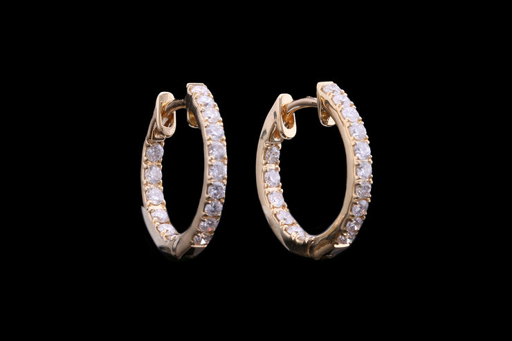 18ct Yellow Gold Diamond Hoop Earrings